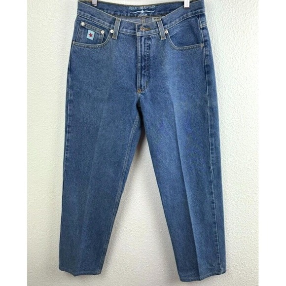 Rocky Mountain Denim - Rocky Mountain Rockies Relaxed Jeans Womens 11R Blue Denim Starched VTG